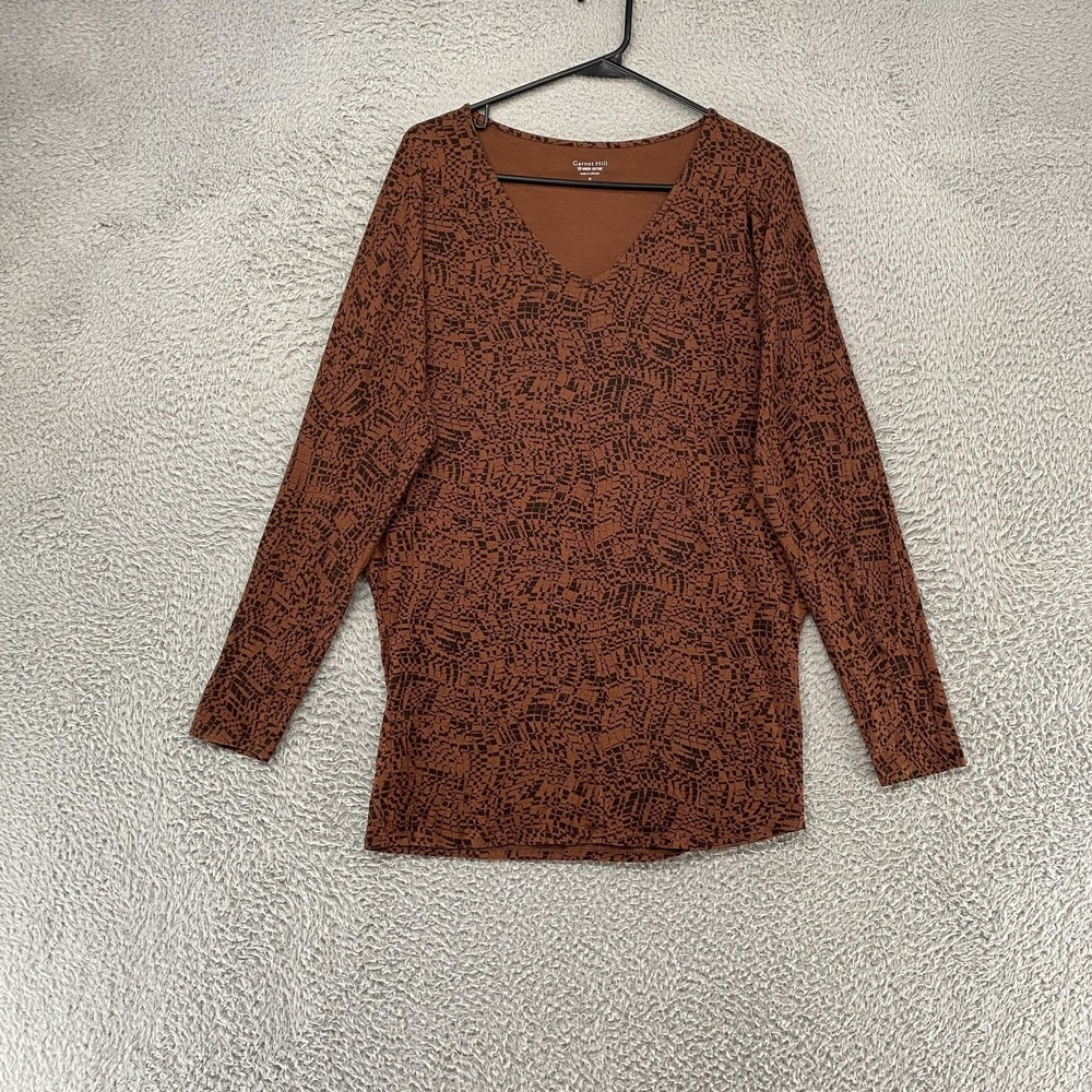 Garnet Hill Tunic Top Womens Medium Tencel Long Sleeve Drapey Elastic Waist
